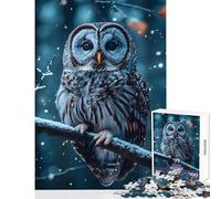 Snowy Owl Portrait Jigsaw Puzzles 1000 Pieces for Teenagers Boost Memory And Cognitive Function Calm Peaceful Leisure Activity (38X26cm)