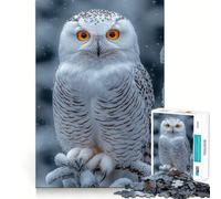 Snowy Owl Portrait Winter 1000 Piece Jigsaw Puzzles for Adults Jigsaw Mind Play Home Pastime Clean Edge Lovely Present (38x52cm)
