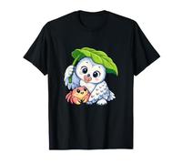 Snowy Owl Shelters a Little Crab Under a Leaf T-Shirt