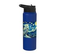 Snowy Owl Starry Night Snowy Owl Stainless Steel Insulated Water Bottle
