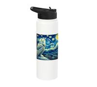 Snowy Owl Starry Night Snowy Owl Stainless Steel Insulated Water Bottle