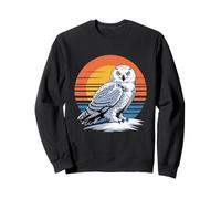 Snowy Owl Sunset Retro Arctic Wildlife Bird Scene Sweatshirt
