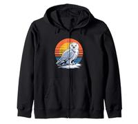 Snowy Owl Sunset Retro Arctic Wildlife Bird Scene Zip Hoodie