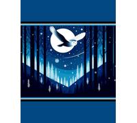 Snowy Owl Themed Novelty Notebook - Winter Woods at Night Design: 8.5" X 11" 140 Pages Wide Ruled Paperback
