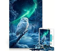 Snowy Owl Under Aurora Borealis Jigsaw Puzzle 1000 Piece for Adults Think Smart Toy Family Joy Accurate Cut Fine Art Piece (38x26cm)