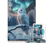 Snowy Owl Under Aurora Borealis Jigsaw Puzzles 1000 Piece for Teenagers Logic Ability Toy Relaxing Fun Accurate Cut Artistic Gift (38x52cm)
