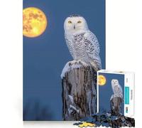 Snowy Owl Under Full Moon Jigsaw Puzzles for Adults 1000 Piece Smart Game Relaxing Fun Pattern Assembly Cherished Gift (38x52cm)
