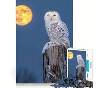 Snowy Owl Under Full Moon Jigsaw Puzzles for Teenagers 1000 Piece Thought Toy Calm Escape Precise Edge Amazing Present (50x75cm)