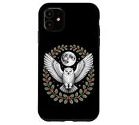 Snowy Owl Under Full Moon With Holly Winter Wreath Case for iPhone 11