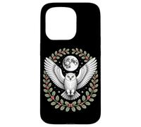Snowy Owl Under Full Moon With Holly Winter Wreath Case for iPhone 15 Pro