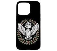 Snowy Owl Under Full Moon With Holly Winter Wreath Case for iPhone 15 Pro Max
