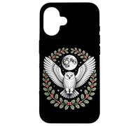 Snowy Owl Under Full Moon With Holly Winter Wreath Case for iPhone 16