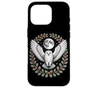 Snowy Owl Under Full Moon With Holly Winter Wreath Case for iPhone 16 Pro