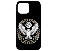 Snowy Owl Under Full Moon With Holly Winter Wreath Case for iPhone 16 Pro Max