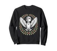 Snowy Owl Under Full Moon With Holly Winter Wreath Sweatshirt