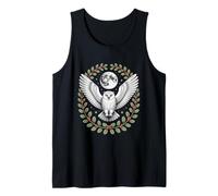 Snowy Owl Under Full Moon with Holly Winter Wreath Tank Top
