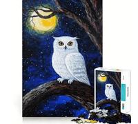 Snowy Owl Under Moonlight 1000 Pieces Jigsaw Puzzles for Adults Mind Exercise Toy Relax Time Precision Cut Stylish Gift (38x26cm)