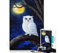 Snowy Owl Under Moonlight Jigsaw Puzzles for Adults1000 Pieces Memory Boost Together Fun Image Assembly Art Collectible (38x52cm)