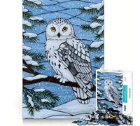 Snowy Owl Winter Jigsaw Puzzles for Adults1000 Piece Brain Teaser Home Leisure Image Assembly Birthday Gift (50x75cm)