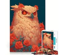 Snowy Owl with Roses 1000 Piece Jigsaws for Adults Puzzle Mind Exercise Toy Family Bond Precision Cut Creative Gift (38x26cm)