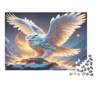 Snowy Owl with Wings Spread Against Moonlit Mountains 1000 Piece Sturdy Cardboard Jigsaw Puzzle for Collectors, Ultra Difficult Challenge, Party Puzzle Game, Best Gift for Puzzle Lovers 70x50cm/1000p