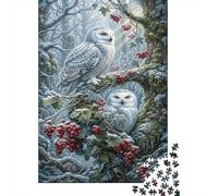 Snowy Owls Classic 1000 Pc Rigid Cardboard Jigsaw Winter Forest for Seniors Brain Training Rainy Day Fun Must-Have for Puzzle Lovers 70x50cm/1000pcs