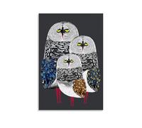 Snowy Owls Colorful Abstract Canvas Wall Art Posters: Aesthetic Prints for Bedroom, Dorm Room Decor 12x18inch(30x45cm)