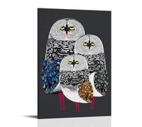 Snowy Owls Colorful Abstract Canvas Wall Art Posters: Aesthetic Prints for Bedroom, Dorm Room Decor 12x18inch(30x45cm)