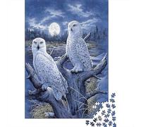 Snowy Owls Moonlit 1000 Pieces Thick Cardboard Jigsaw Puzzle Set Jigsaw Collectors Hard Difficult Educational Game 52x38cm/1000pcs