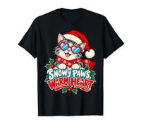 Snowy Paws Warm Heart Christmas Cat Gift T-Shirt