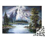 Snowy Peaks Jigsaw Puzzle Forest Reflection 1000Pc Recycled Paper Adults Jigsaws Educational Challenge Game Stimulate Brain Thinking Great Gift Idea 52x38cm/1000pcs