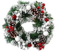 Snowy Pine Cone Wreath 32Cm Artificial Christmas Decoration For Home Or Office