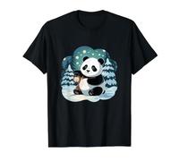 Snowy Pine Forest Christmas Vector Graphic Art Value Graphic T-Shirt, Men, Black, XL