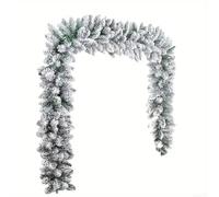 Snowy PVC Holiday Garland 5FT Indoor Outdoor Use(B-1.5M) | 6FT extra long coverage, white frosted finish, for durable PVC core, fits large doors, stair banisters