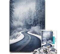 Snowy Road in Forest Classic Wooden Jigsaw Puzzle 1000 Pieces for Adults | A flexible puzzle activity - easier piece organisation during indoor leisure.