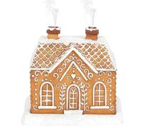 Snowy Roof Cabin Gingerbread House Incense Burner for Meditation, Resin Christmas Decorations for Indoors to Fragrance (A)