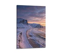 Snowy Shoreline Wall Art, Peaceful Print, Nature Poster, Calm Canvas Picture, Serene Decor for Living Room Artistic Wall Mural Modern Hanging Decor Poster20x30inch(50x75cm)