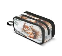 Snowy Squirrel Fir Branch Pencil Case Boys Girls Pen Bag Pouch School