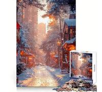 Snowy Street at Sunset 1000 Pieces Jigsaws Adults Puzzles Brain Workout Toy Soft Relax Image Assembly Lovely Present (38x52cm)