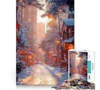 Snowy Street at Sunset 1000 Pieces Jigsaws Adults Puzzles Brain Workout Toy Soft Relax Image Assembly Lovely Present (38x52cm)