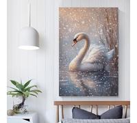 Snowy Swan Serenity Bathroom Prints for Walls For Teens Game Boys Room Wall Decor Artwork 08x12inch(20x30cm)