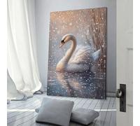Snowy Swan Serenity Decorations for Living Room Kids Children Girl Boys Birthday Party Gift Large Canvas Wall Art for Living Room 08x12inch(20x30cm)