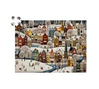 Snowy Swedish Village Wooden Jigsaw Puzzle 1000 Pieces: Charming Winter Landscape, Whimsical Scandinavian Scene, Winter Folk Art