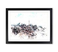 Snowy Toronto Watercolour Modern Framed Wall Art Print, Ready to Hang Picture for Living Room Bedroom Home Office Décor, Black A2 (64 x 46 cm)