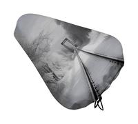 Snowy Train Tracks Bike Seat Cover for Men Women Water Repellent Exercise Bike Seat Cushion Adjustable Bicycle Seat for Outdoor Biking