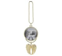Snowy Train Tracks Car Hanging Ornament Rear View Mirror Pendant Lucky Presents Hanging Ornament Funny Car Pendant for Office Auto Home Decoration Golden-Style