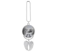 Snowy Train Tracks Car Hanging Ornament Rear View Mirror Pendant Lucky Presents Hanging Ornament Funny Car Pendant for Office Auto Home Decoration Silver-Style