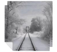 Snowy Train Tracks Cloth Napkins 18 X 18 Inch, 2 PCS Polyester Napkins, Soft & Absorbent Cloth Dinner Napkin for Wedding, Party, Restaurant, Elegant Table Decor