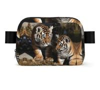 Snowy Train Tracks Fanny Pack Crossbody Waist Bag Pack Waterproof Mini Belt Bag Bum Hip Bag for Men Women, Siberian Tiger Cubs, One Size
