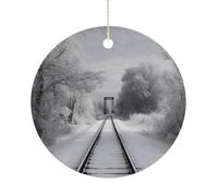 Snowy Train Tracks Hanging Ceramic Ornaments, Christmas Tree Decorations, Funny Home Decor Gifts for Women, Sisters & Work Best Friends